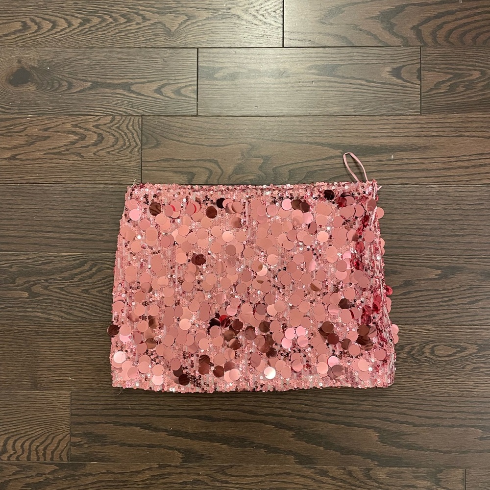 Edikted Pink Sequin Mini Skirt